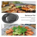 Non-Stick Round Smokeless Indoor Barbecue Grill Pan with Brush BBQ Roast Tray