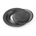 Non-Stick Round Smokeless Indoor Barbecue Grill Pan with Brush BBQ Roast Tray