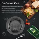 Non-Stick Round Smokeless Indoor Barbecue Grill Pan with Brush BBQ Roast Tray