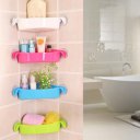 Triangle Double Sucker Wall Corner Shelf Rack Storage Organizer For Bathroom