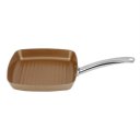 Copper Bottom Coating Non-Stick Surface Square Grill Pan Ti-Cerama Cookware