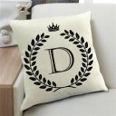 Crown Letter Alphabet Pattern Cotton Linen Cushion Cover 45*45cm Pillowcase