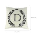 Crown Letter Alphabet Pattern Cotton Linen Cushion Cover 45*45cm Pillowcase