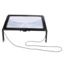 Full Page PVC Reading Magnifier Foldable Magnifying Loupe with 4 LED Lights