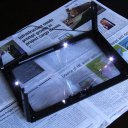 Full Page PVC Reading Magnifier Foldable Magnifying Loupe with 4 LED Lights