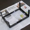 Full Page PVC Reading Magnifier Foldable Magnifying Loupe with 4 LED Lights