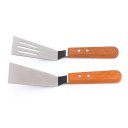 Wood Handle Stainless Steel Baking Spatula Durable BBQ Shovel Steak Turner