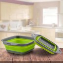 2PCS/SET Foldable Silicone Colander Fruit Vegetable Strainer Square Basket