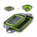 2PCS/SET Foldable Silicone Colander Fruit Vegetable Strainer Square Basket