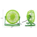 816 4" Desktop Fan USB Power Supply 2 Speeds Mini Portable Fan Green