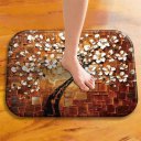 Soft Coral Fleece Tree Anti Slip Bedroom Bathroom Floor Door Carpet Mat Pad