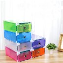 Metal Frame Candy Color Shoe Storage Box Transparent Plastic Drawer Design