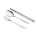 Portable 3Pcs Stainless Steel Cutlery Set Chopsticks Spoon Fork Tableware