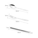 Portable 3Pcs Stainless Steel Cutlery Set Chopsticks Spoon Fork Tableware