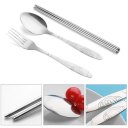 Portable 3Pcs Stainless Steel Cutlery Set Chopsticks Spoon Fork Tableware