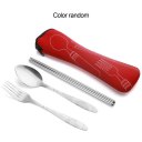 Portable 3Pcs Stainless Steel Cutlery Set Chopsticks Spoon Fork Tableware