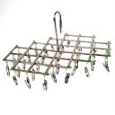 Windproof Stainless Steel Swivel Clothes Hanger Organizer with 35 clips