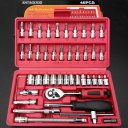 46pcs Assorted Socket Set Ratchet Tool Torque Wrench Set Car Maintenance Tools