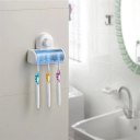 Transparent Home Bathroom Toothbrush Suction Holder with Sover Stand Rack