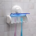 Transparent Home Bathroom Toothbrush Suction Holder with Sover Stand Rack