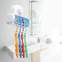 Transparent Home Bathroom Toothbrush Suction Holder with Sover Stand Rack