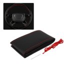 Auto Car Steering Wheel Cover With Needles And Thread Leather Car Covers Suite