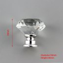 10Pcs 30mm Diamond Shape Crystal Glass Knob Cupboard Drawer Pull Handle New