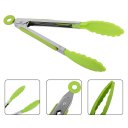 8 Inch Environmental Stainless Steel Silicone Kitchen Cooking BBQ Tongs