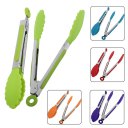 8 Inch Environmental Stainless Steel Silicone Kitchen Cooking BBQ Tongs